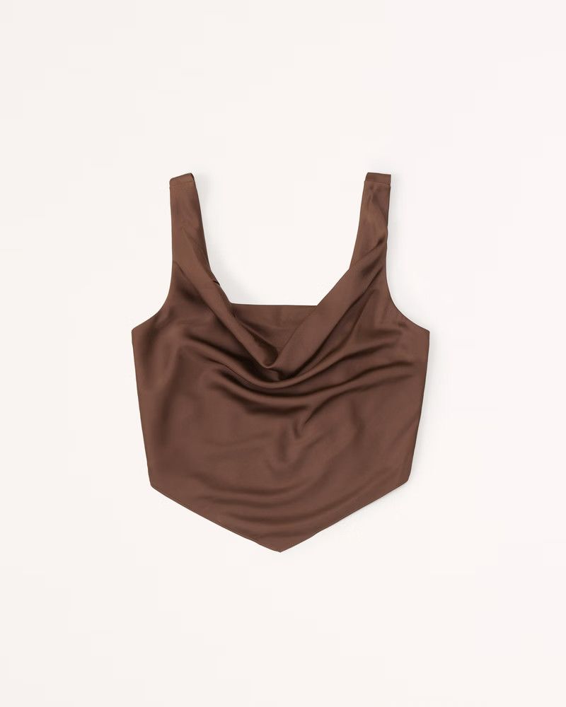 Satin Cowl Neck Cami Brown Top Tops Satin Top Summer Top Outfits Affordable Fashion | Abercrombie & Fitch (US)