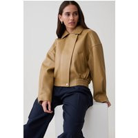 Paige Faux Leather Cropped Jacket / Beige | MESHKI | S | MESHKI US
