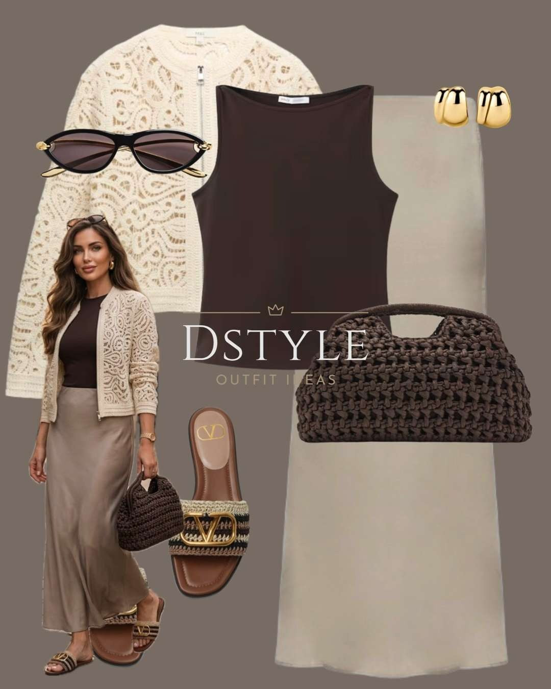 Earthy tones and delicate textures.

Shop the Look:
Lace Bomber Jacket: A unique, textured layer that adds instant elegance to any outfit.

Satin Midi Skirt: The ultimate versatile piece for a polished, feminine glow.

High-Neck Tank: A minimalist staple in a rich, chocolate brown hue.

Woven Clutch: Bring a touch of artisanal texture to your accessories.

Gold Detail Sandals: Complete the ensemble with designer-inspired flat sandals for effortless comfort.

tags: mmer Date Night Outfit, Satin Skirt Styling, Neutral Aesthetic, Quiet Luxury Outfits, Textured Knitwear, Chocolate Brown Fashion. 

 #LTKootd #LTKOver40