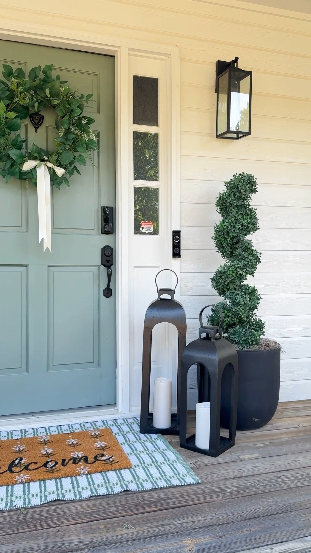 My porch lights:

•Set of 2
•Dawn to dusk timer-so you don’t have to remember to turn them off and on
•Come in three sizes (I have the 18” with sensor)
•open bottom makes them easy to clean and change the bulb and it won’t collect dirt, debris, etc

#LTKFindsUnder100 #LTKStyleTip #LTKHome