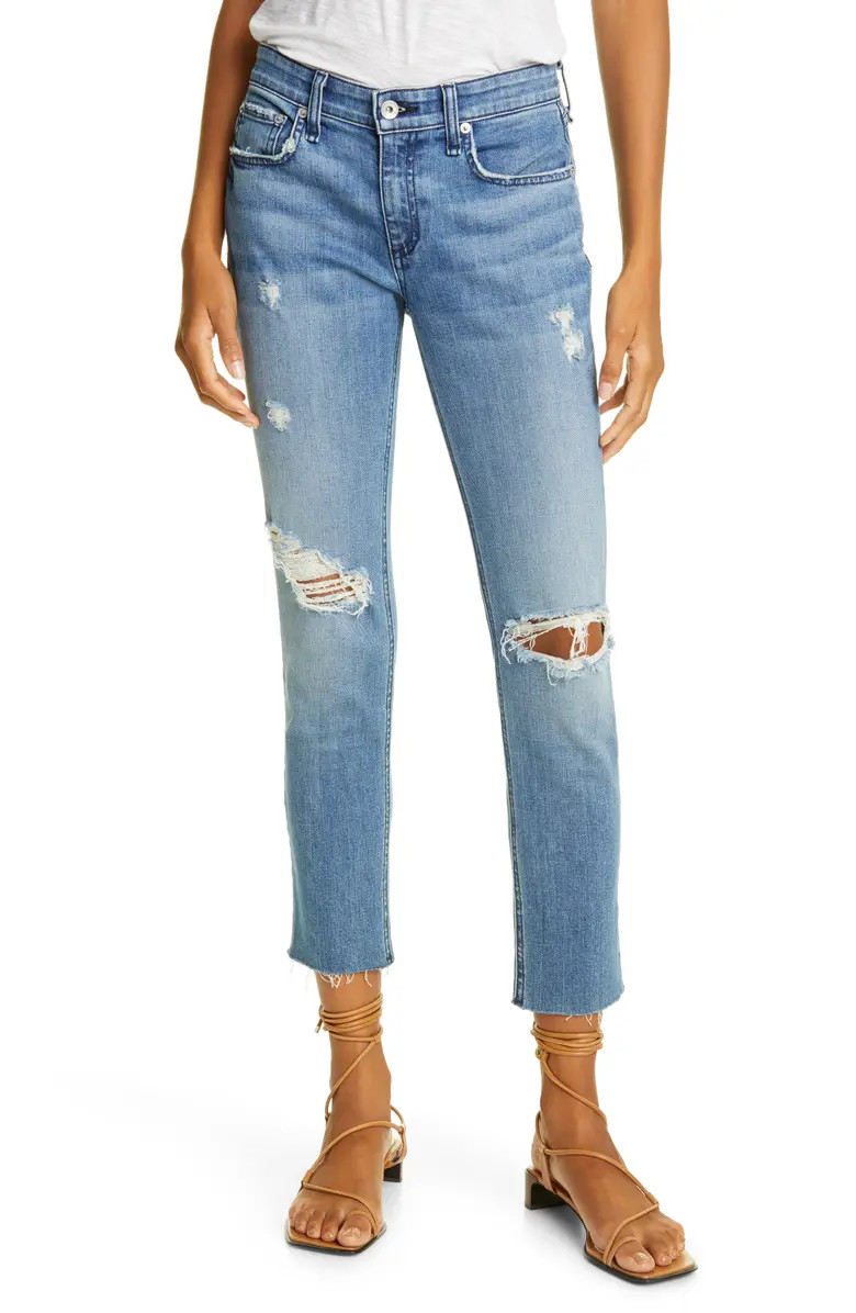 rag & bone Dre Ripped Slim Ankle Boyfriend Jeans (Aviation Way) | Nordstrom | Nordstrom