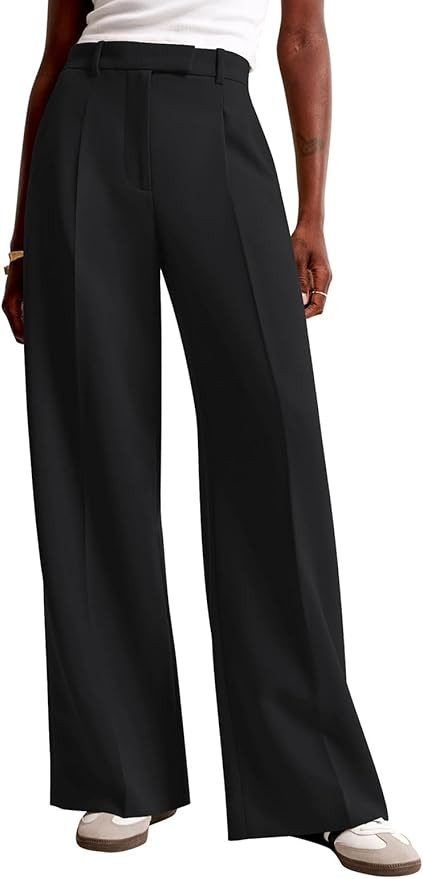 NIMIN Women Wide Leg Work Pants High Waisted Dress Trousers with Pockets | Amazon (US)