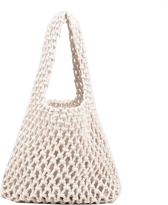 Women Clutch Handbag Tote Cotton Crochet Bucket Top-handle Drawstring Summer Beach Woven Fishing ... | Amazon (US)