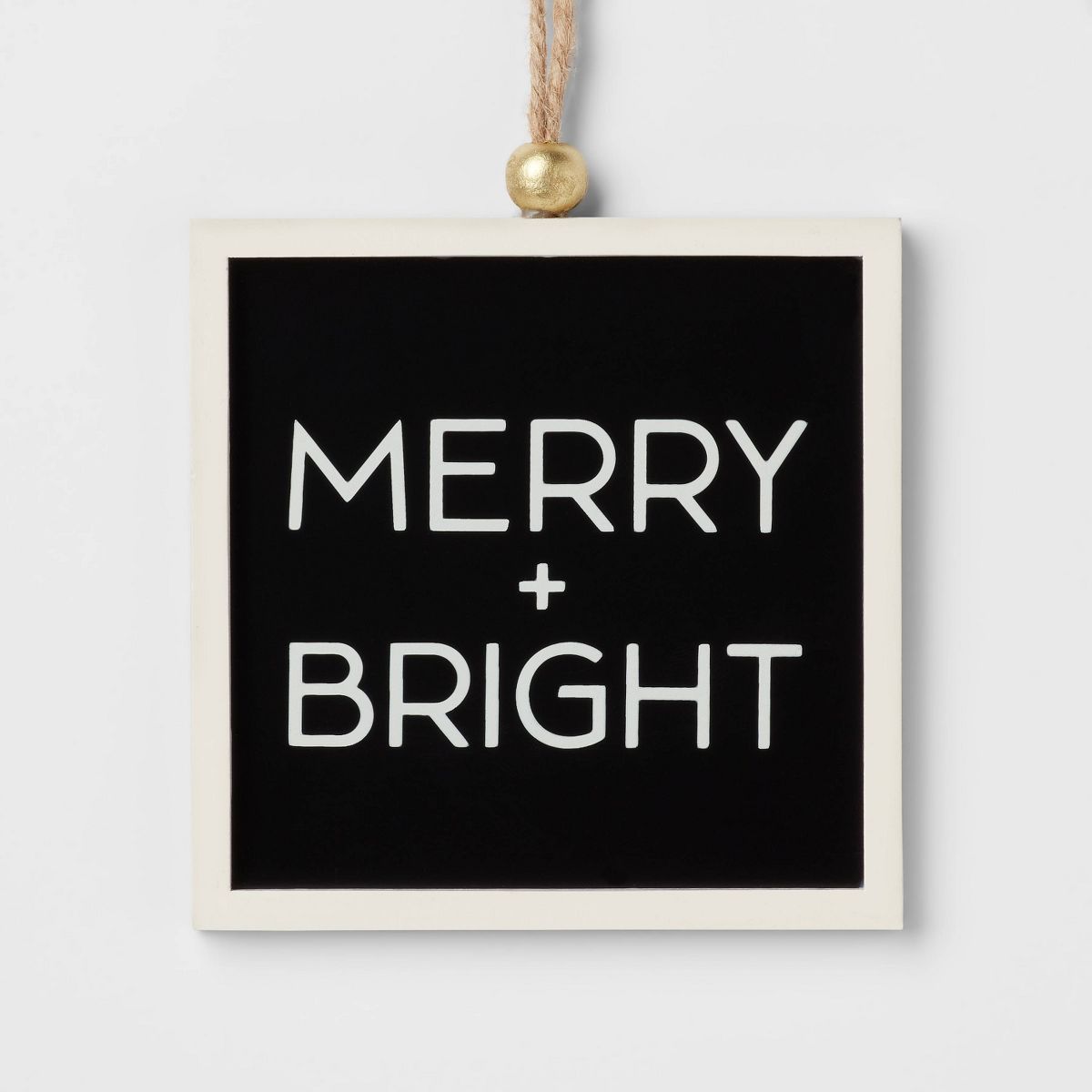 Wood Framed 'Merry & Bright' Christmas Tree Ornament Black/White - Wondershop™ | Target