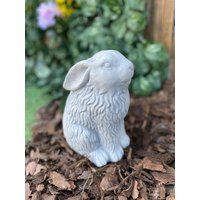 Cement Rabbit, Garden Decor, Bunny Rabbit Statue, Art, Concrete Bunny Statue | Etsy (US)