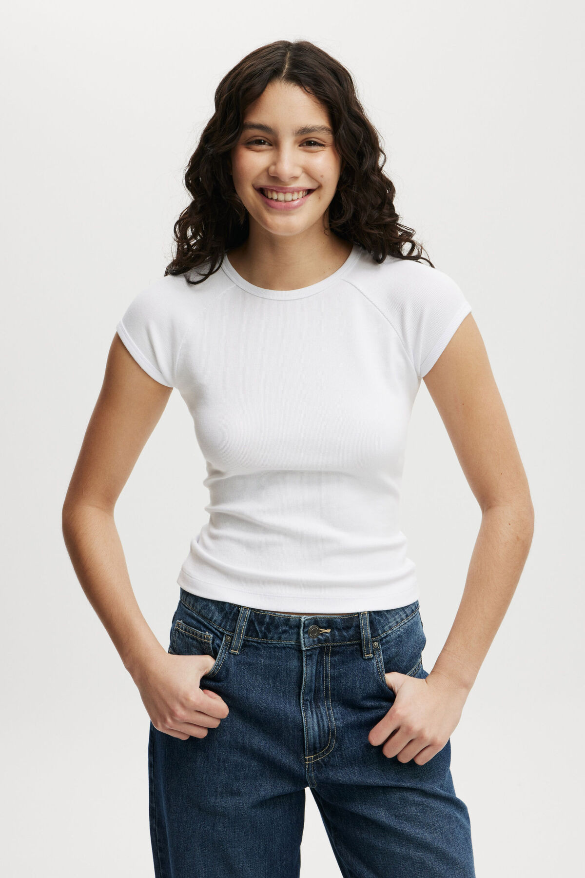 Essential Rib Raglan Cap Sleeve Top | Cotton On (US)