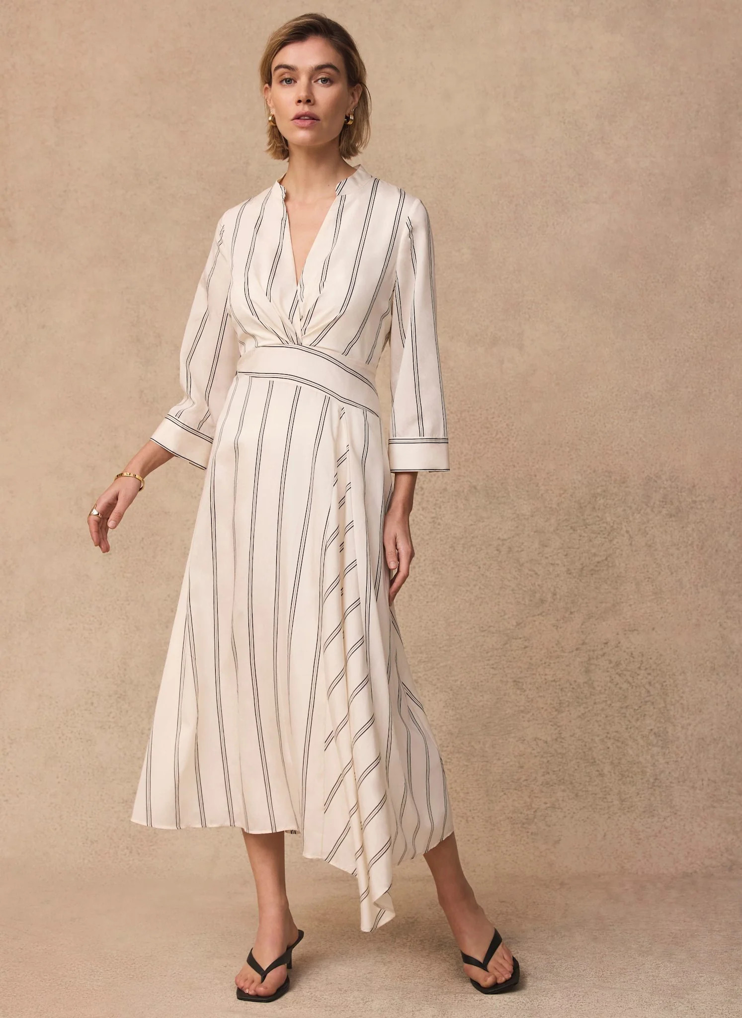 Neutral Striped Midi Dress | Mint Velvet