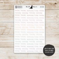 Days Of The Week Weekday - Erin Condren in Bloom Colors Script Planner Stickers Jen Plans Jp-049D | Etsy (US)