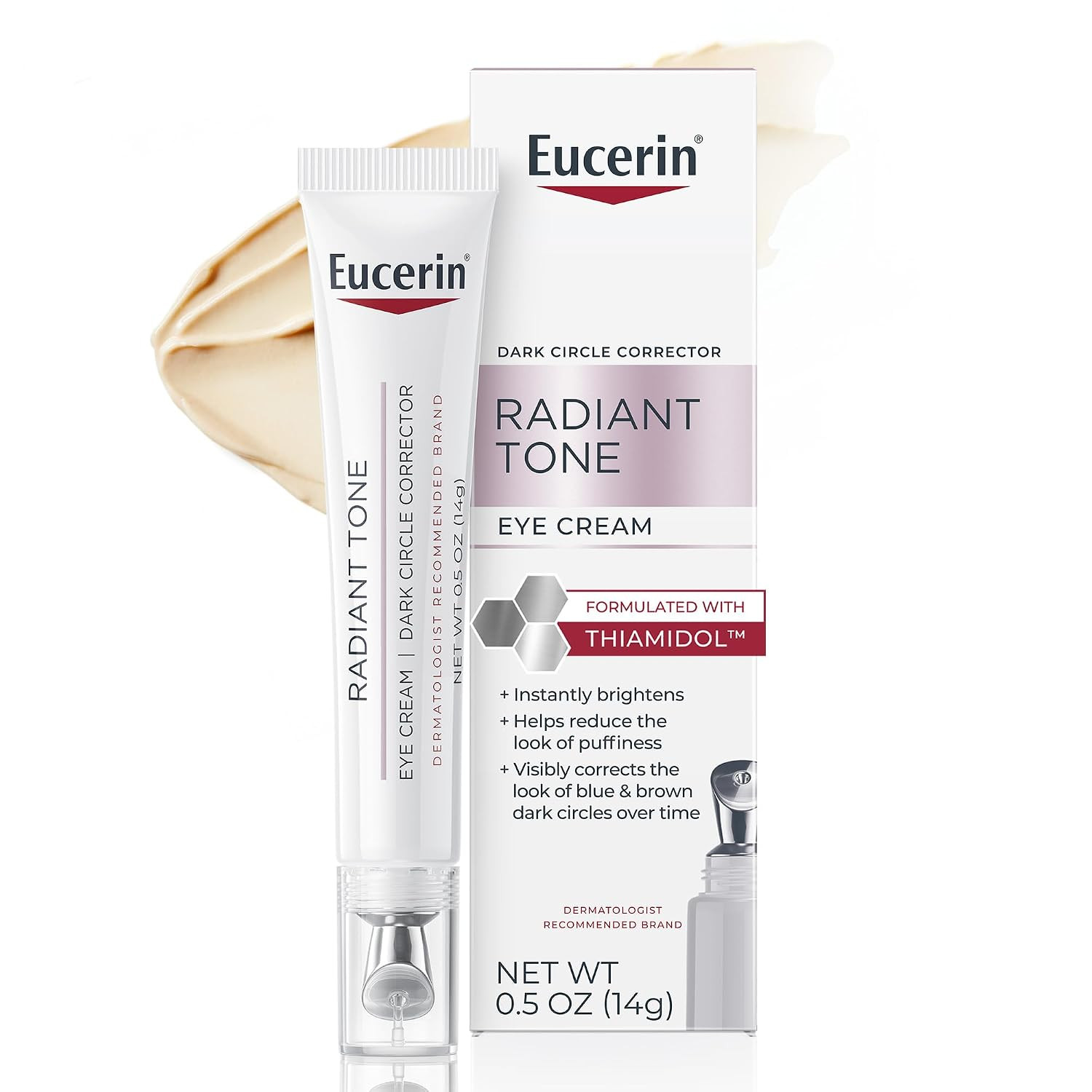 Eucerin Radiant Tone Eye Cream Dark Circle Corrector, Eye Brightening Cream with Thiamidol and Hyaluronic Acid, Helps Reduce the Look of Eye Puffiness, 0.5 Oz Tube | Amazon (US)