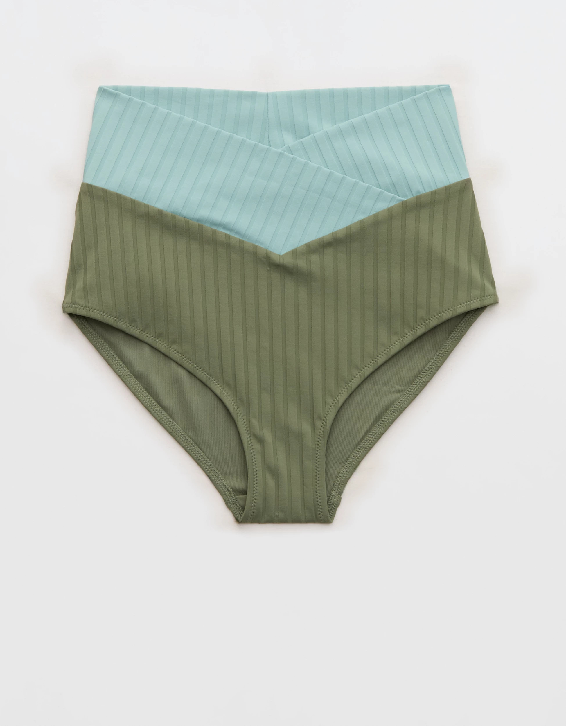 Aerie Ribbed High Waisted Full Coverage Bikini Bottom | Aerie
