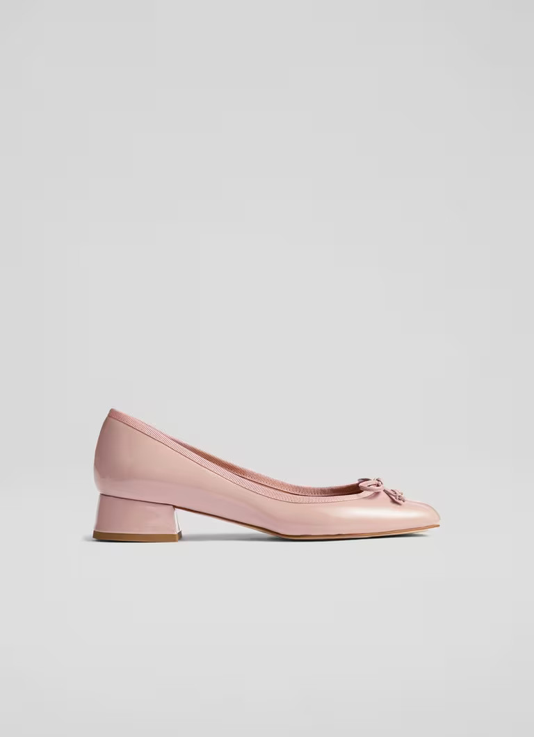 Aurelie Pink Leather Grosgrain Ballerina Court Shoes | L.K. Bennett (UK)