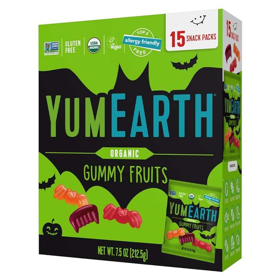 YumEarth Organic Halloween Gummy Fruits - Fruity Candy Snack Packs, Gluten Free Snacks for Kids -... | Amazon (US)