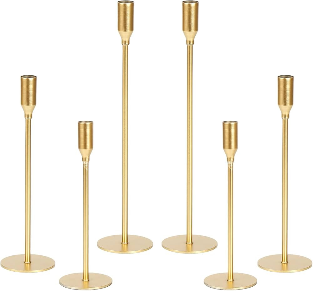 HONXAGOI Set of 6 Candlestick Holders for Fits 3/4 inch Thick Candle Holders Metal Candle Holder,... | Amazon (US)