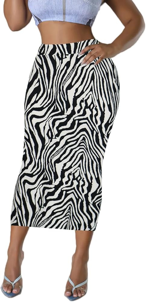 Women's Long Midi Pencil Skirt - High Waisted Bodycon Summer Casual Club Going Out Y2K Tight Skir... | Amazon (US)