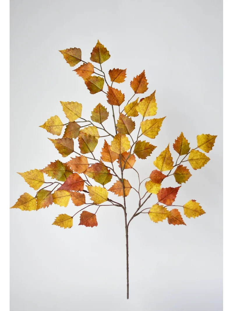 26" Faux Birch Leaf Stem Orange / Mustard / Yellow | Walmart (US)