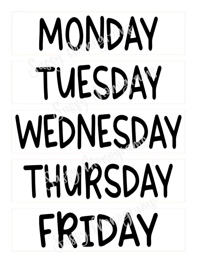 Days of the Week Decal Set  Week Days  Storage Bin Labels  - Etsy | Etsy (US)