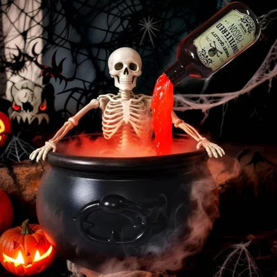 Halloween Decoration Set, Ultrasonic Mist Maker Fogger With Black Witch Cauldron DIY Magic Floating Bottles Halloween Skeleton Splash Guard, Spooky Ho | Wayfair North America