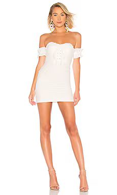 LPA Fitted Lace Up Dress in White from Revolve.com | Revolve Clothing (Global)