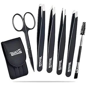 TsMADDTs Tweezers Set and Curved Scissors, Professional Stainless Steel Tweezers for Women and Me... | Amazon (US)