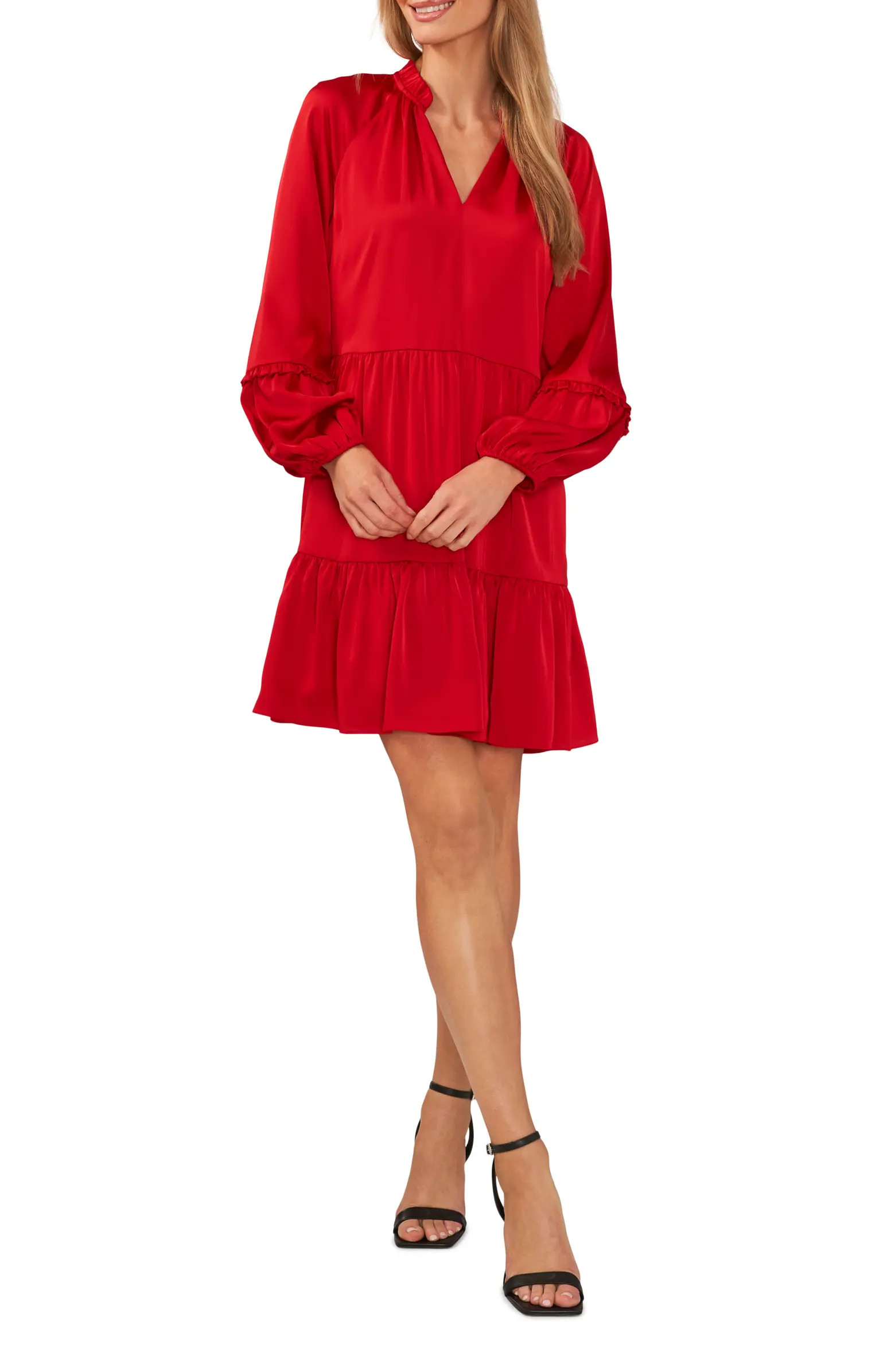 Ruffle Long Sleeve Shift Dress | Nordstrom