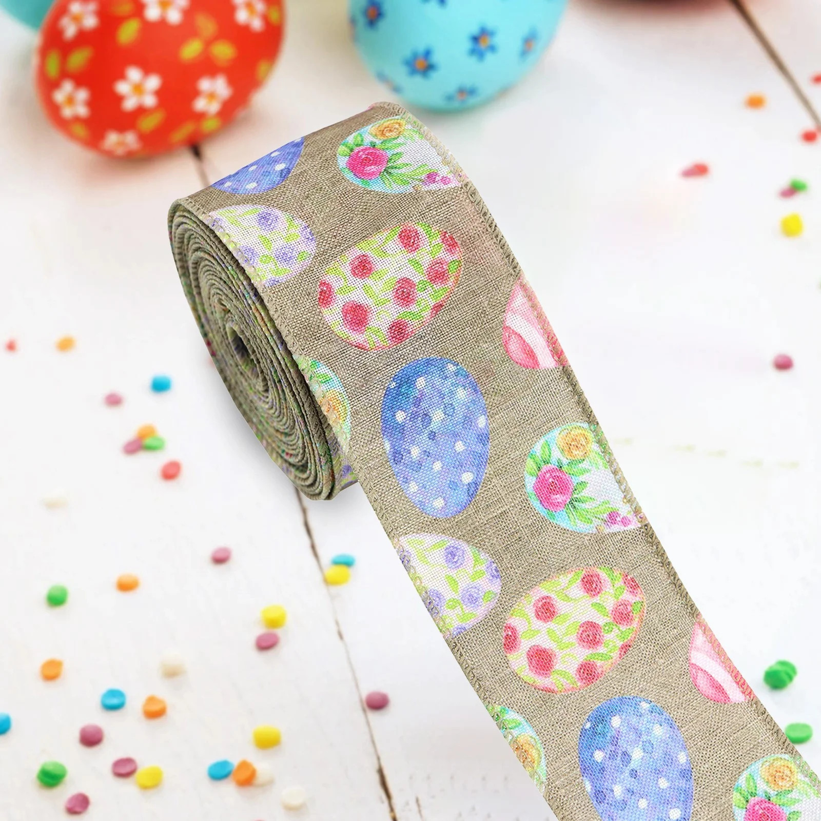 Easter Ribbon Wired 2.5 Inch x 5 Yards Easter Eggs Spring Ribbon Wrap DIY Bow Ribbon Easter Decor... | Walmart (US)