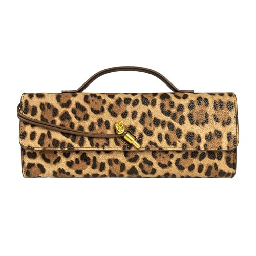 Joryin Leopard Print Purse Evening Bag for Women Evening Clutch Crossbody Bag Shoulder Bag Handbags Top Handle Bag Formal Evening Purse, Brown | Amazon (US)
