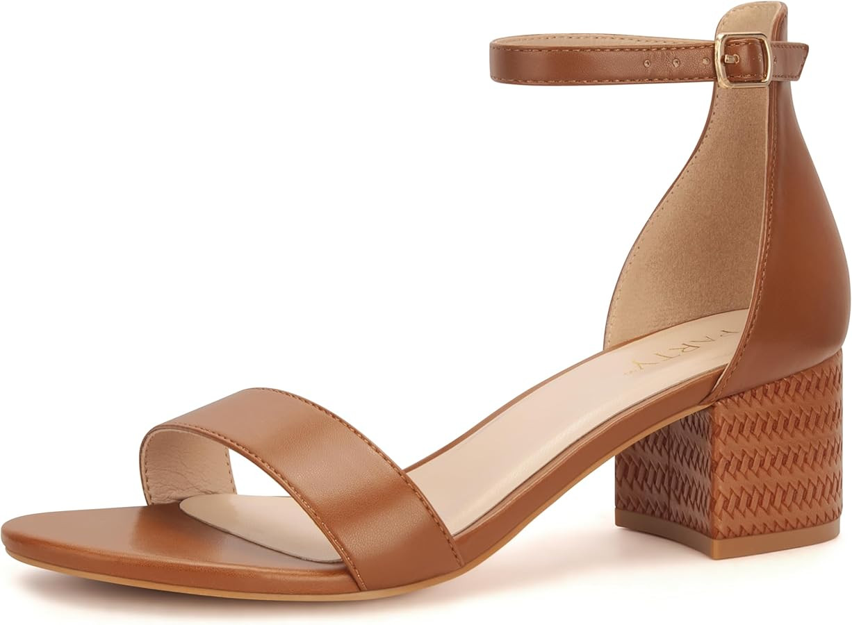 PARTY Women's Open Toe Ankle Strap Low Block Chunky Heels Sandals | Amazon (US)