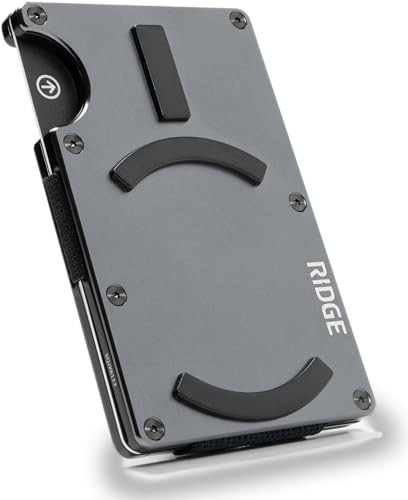 Ridge Wallets for Men Compatible with Magsafe - Slim Minimalist Compact Wallet and Card Holder, RFID Protected Front Pocket Wallets for Men with Integrated Cash Strap (Gunmetal) | Amazon (US)