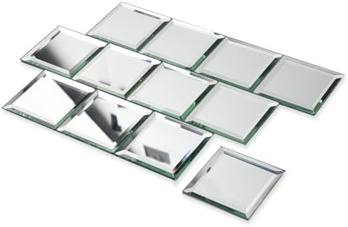 Diflart 32 Pcs Mirror Peel and Stick Tile, Silver, 3x3 Inch, Beveled Mirror Square Kitchen Backsp... | Amazon (US)