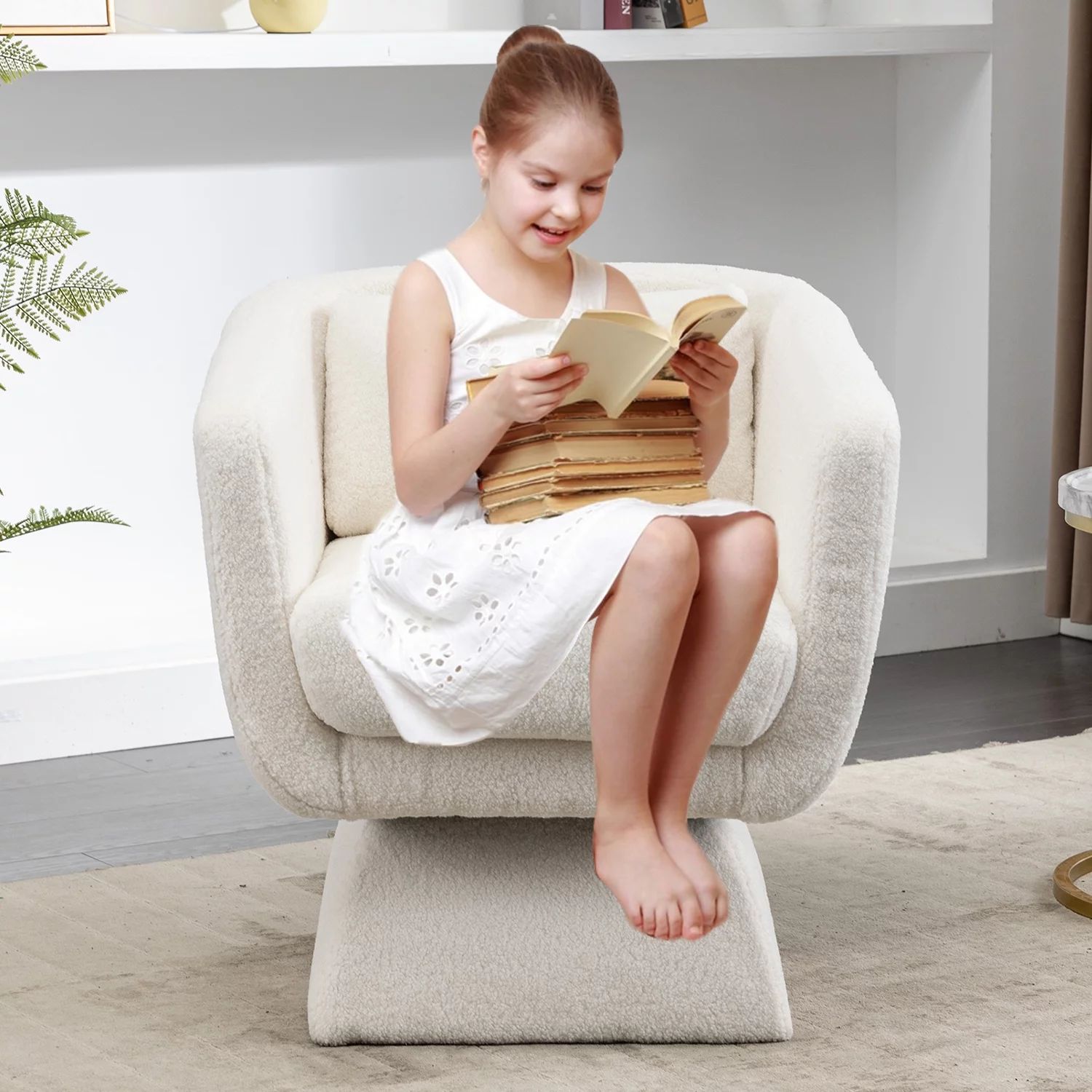 Homlike 28"W Swivel Accent Chair Boucle Barrel Sofa Armchair for Bedroom 360 Degree Leisure Chair... | Walmart (US)