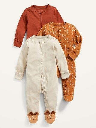 Unisex 3-Pack Sleep &#x26; Play Long-Sleeve Footed One-Piece for Baby | Old Navy (US)