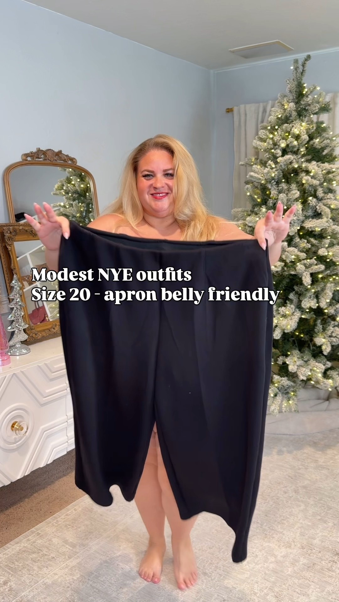 White dress and red sweater linked on IG- dm me there for 🔗I pulled together three NYE looks that feel polished, comfortable, and very much “I don’t need to try that hard anymore.” All full coverage, all classy, all the kind of outfits you can actually sit, eat, and move in without adjusting yourself all night.

Each look is apron-belly friendly in a real way. Soft drape, structure in the right places, nothing clinging or cutting across the stomach. The kind of fits that skim instead of grab and somehow just look better as the night goes on.

Pants are absolutely incredible and look great for work or dressed down they’re stretchy and lovely on! My fav slacks 

#LTKPlusSize #LTKHoliday #LTKOver40