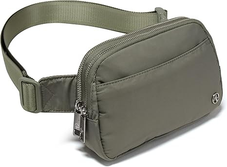 Pander Everywhere Belt Bag for Women, 5 Zipper Pockets Nylon Crossbody Fanny Pack Purse (Grey Sag... | Amazon (US)