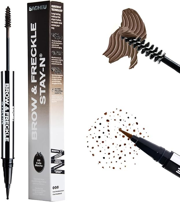 Sacheu Brow & Freckle STAY-N Tinted Eyebrow Gel & Faux Freckle Pen — 2-in-1 Longwear Water Resi... | Amazon (US)
