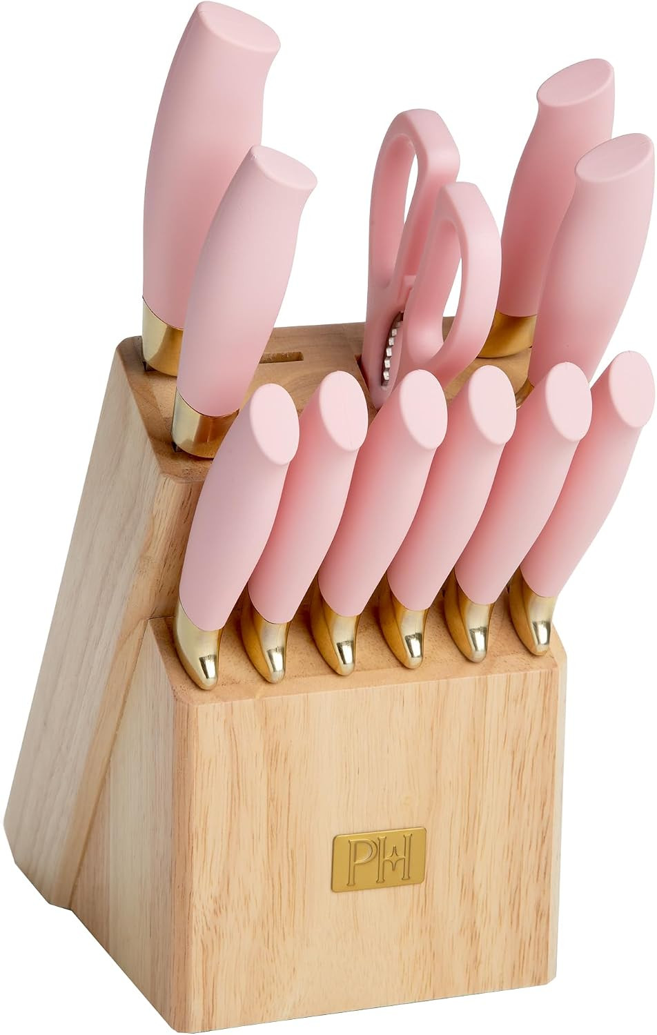 Paris Hilton 12-Piece Knife Set with Block, High-Carbon Stainless Steel Cutlery, Precision Blades and Ergonomic Handles, Pink | Amazon (US)