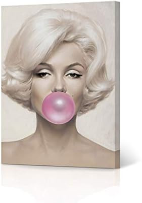 HB Art Design Fashion Icon Marilyn Monroe Pink Bubble Gum Chewing Gum Colored Portrait Iconic Pop... | Amazon (US)