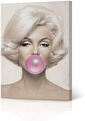 HB Art Design Fashion Icon Marilyn Monroe Pink Bubble Gum Chewing Gum Colored Portrait Iconic Pop... | Amazon (US)