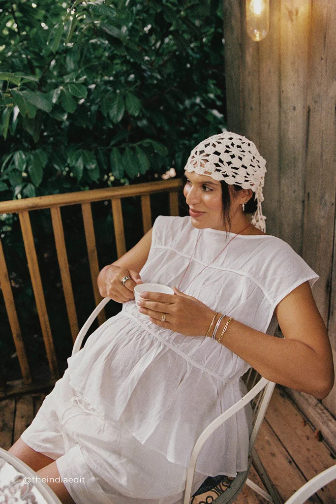 FLYNN WHITE LINEN BLEND TIERED TOP | DISSH