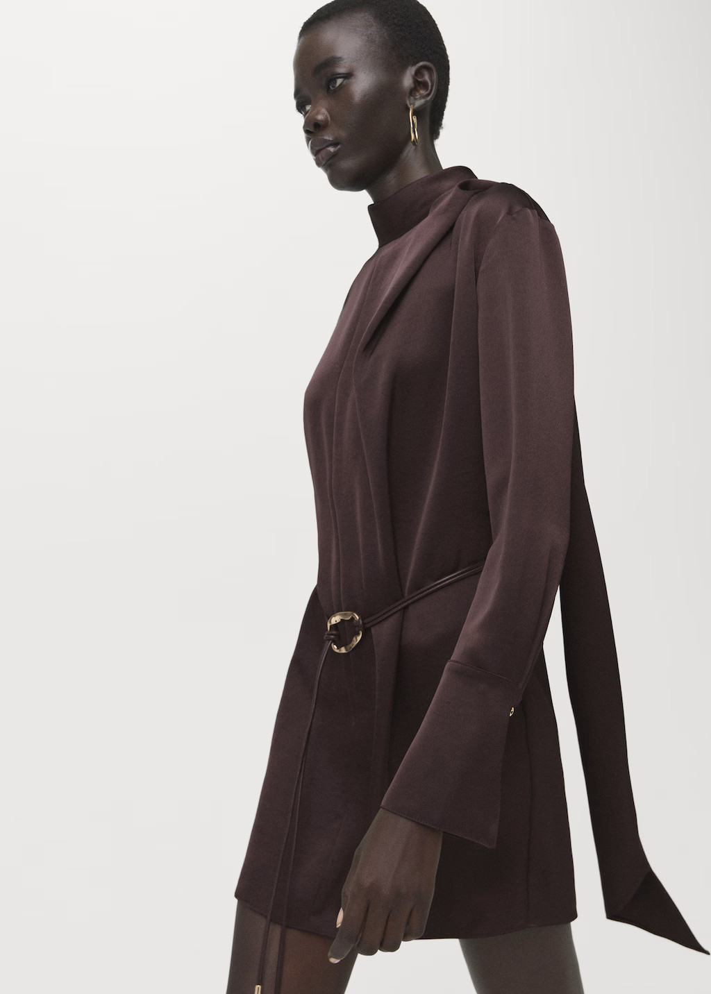 Satin dress with foulard | MANGO (UK)