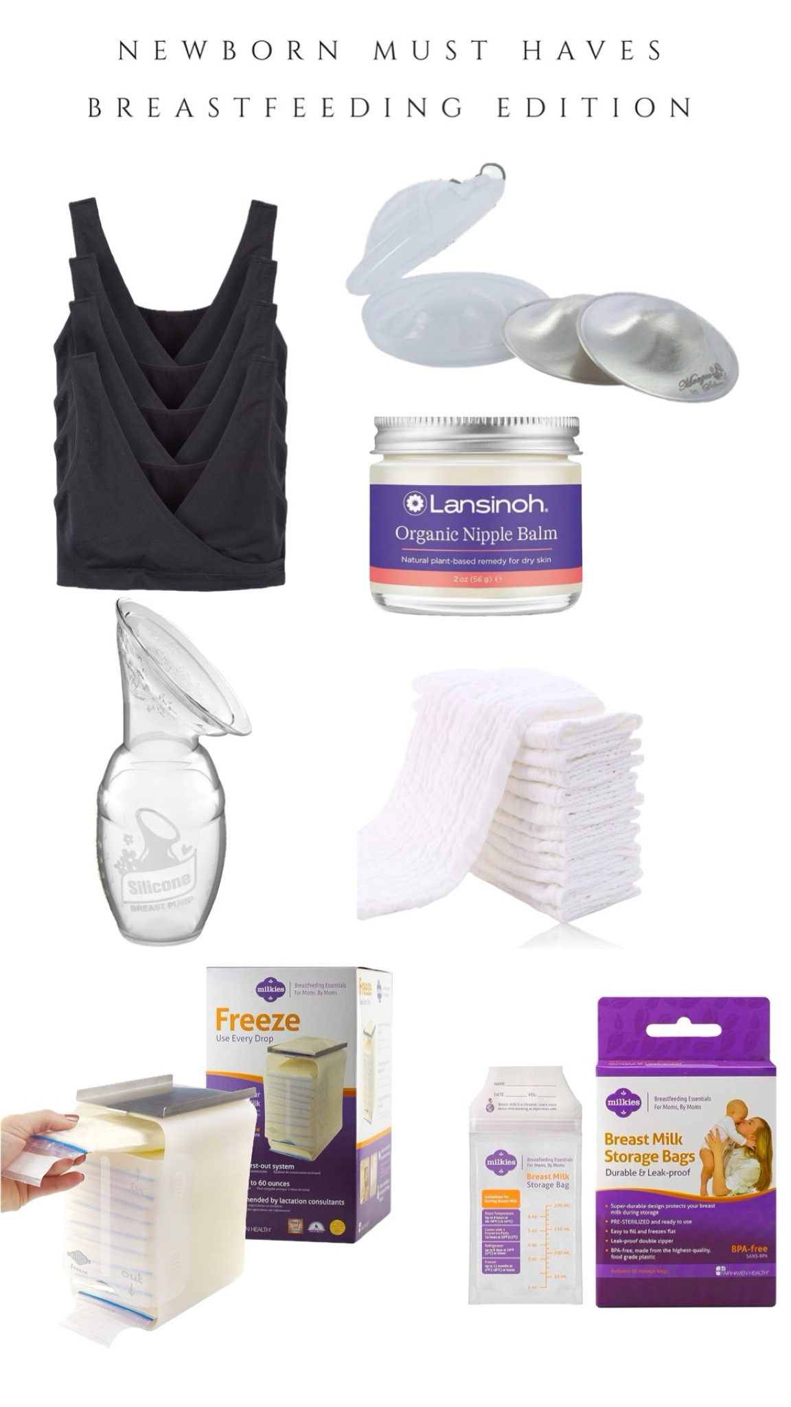 Breastfeeding must haves with a newborn!!

These nursing bras were so comfy. I still wear them to this day everyday. They have so many cute colors but I got black to hide stains. 

SILVERRETTES saved my nips and so did the organic nipple balm. 

I used a haakaa with every feed on the opposite breast to catch let downs. 

Burp cloths. Because leaking. And burping of course. 

Milk freezer storage system!

#LTKBump #LTKFamily #LTKBaby