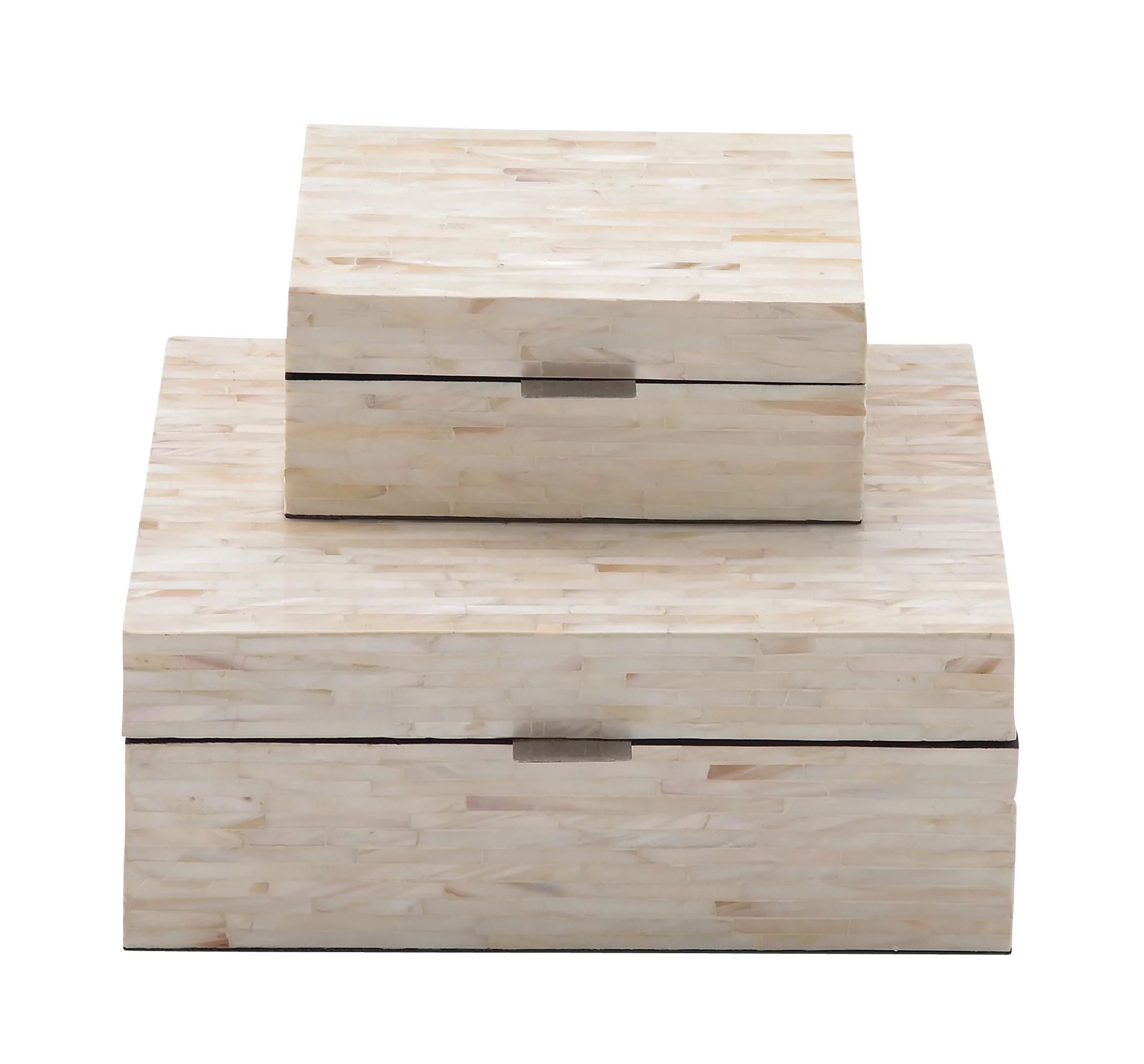 DecMode 8", 12"W Solid Mother of Pearl Boxes, White Set of 2-Pieces - Walmart.com | Walmart (US)