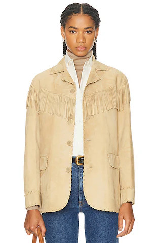 Ryland Fringe-Trim Lamb-Suede Jacket | FWRD 