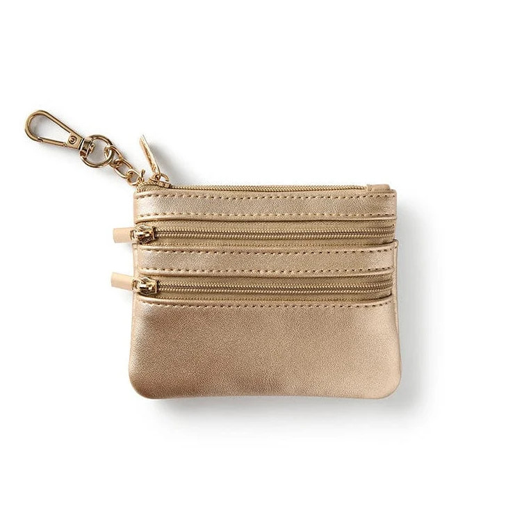 Mini Gold Leatherette Clip & Zip Wallet | Packed Party