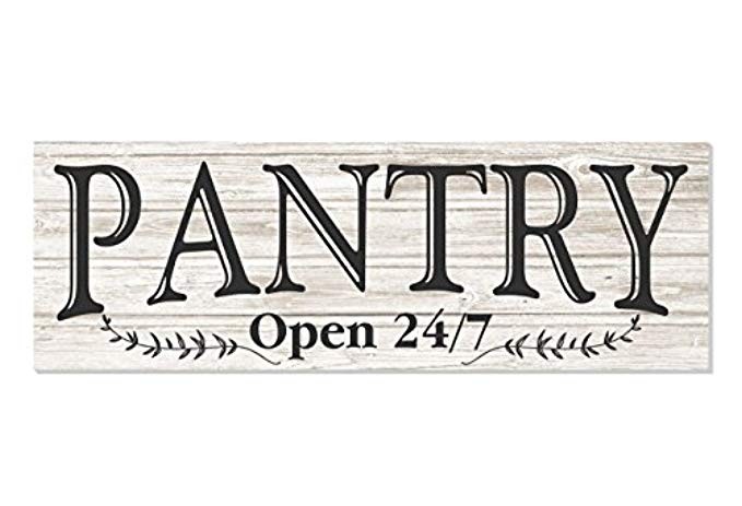Pantry Open 24/7 White Rustic Wood Wall Sign 6x18 | Amazon (US)