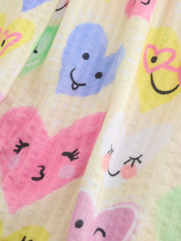 Light Yellow Heart Print Short Sleeve Jersey Dress (3-16yrs) | Next US