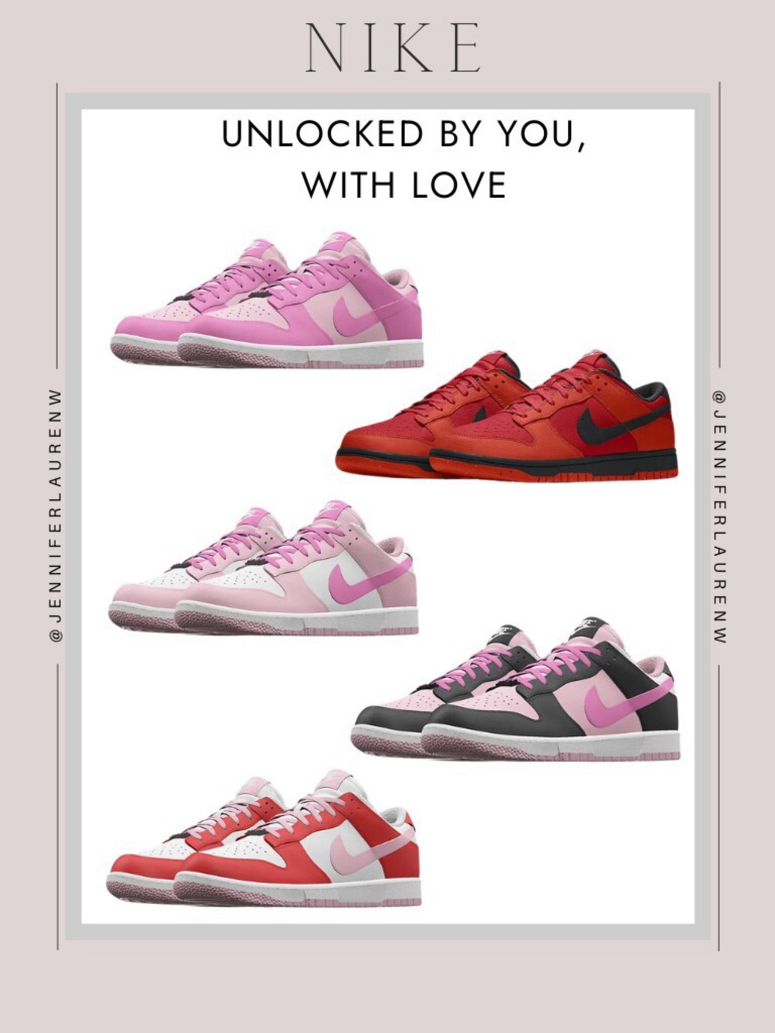 Unlock your style with love from Nike! Customize your look with Unlocked by You and step into a world of personalized athletic fashion. 

#NikeUnlockedByYou #PersonalizedStyle #AthleisureLove #CustomizeYourStyle #NikeLove #StepIntoYou #FashionWithLove

#LTKshoecrush #LTKstyletip