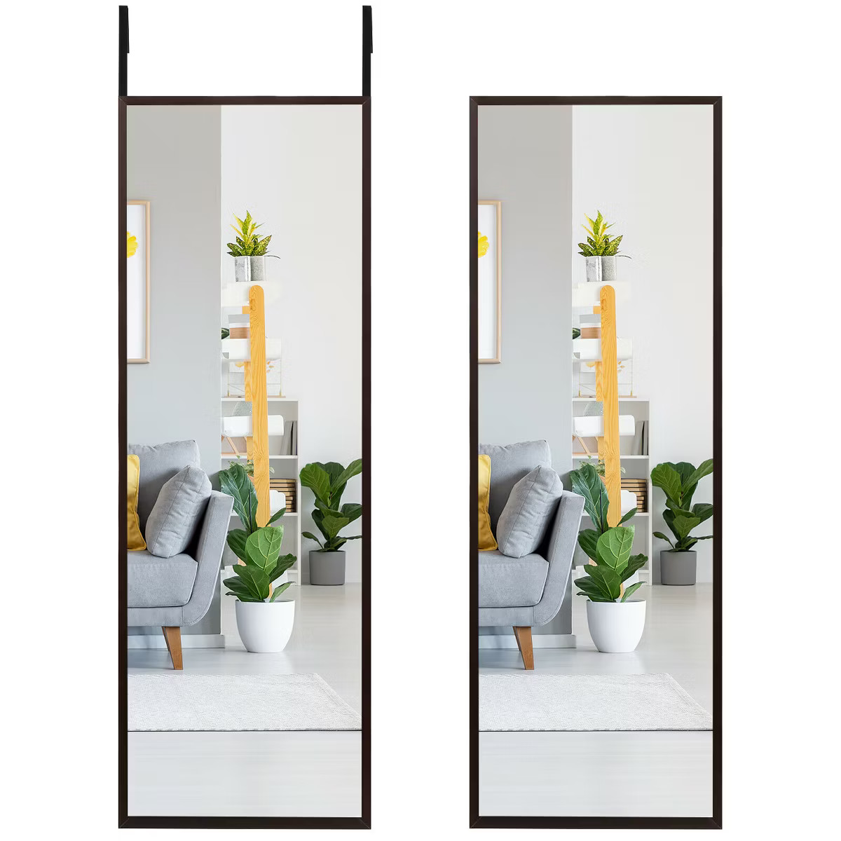Costway Door Wall Mounted Mirror Full Length Hanging Mirror Bedroom Bathroom Coffee\Black | Target
