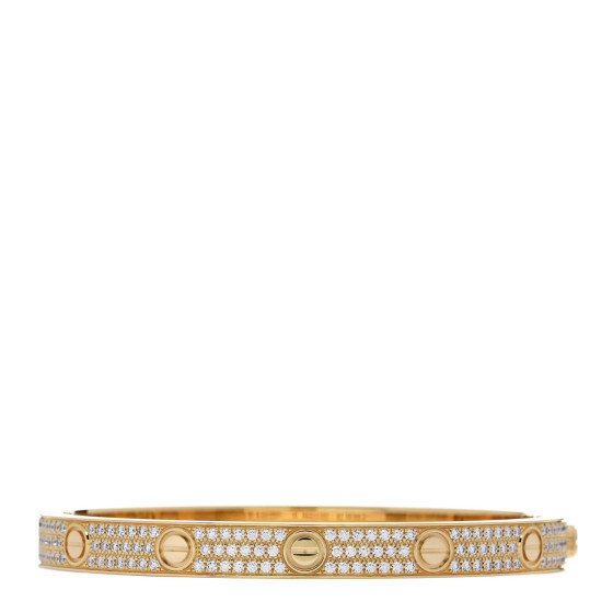 18K Yellow Gold Diamond LOVE Paved Bracelet 18 | FASHIONPHILE (US)