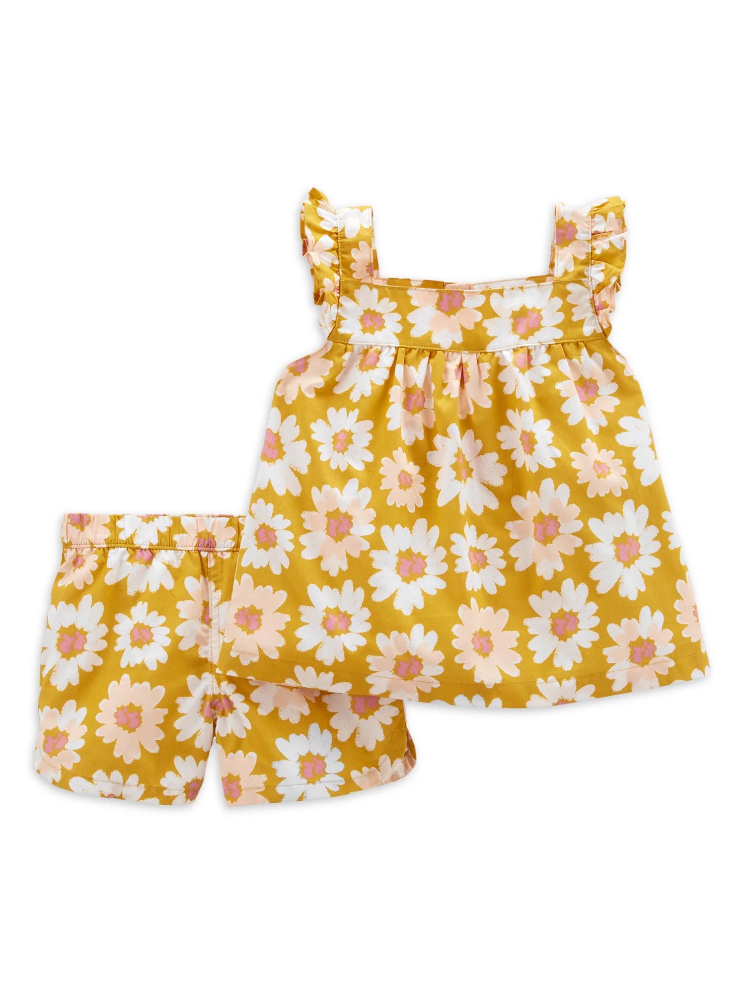 Child of Mine by Carter's Baby and Toddler Girl Sleeveless Ruffle Top and Short Set, 2 Piece Outf... | Walmart (US)
