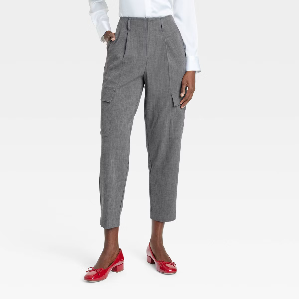 Women's High-Rise Tapered Ankle Cargo Trousers - A New Day™ Gray | Target